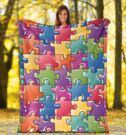 Puzzle Pattern Print Design A05 Premium Blanket