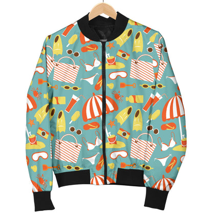Beach Scene Pattern Print Design 02 Men Bomber Jacket