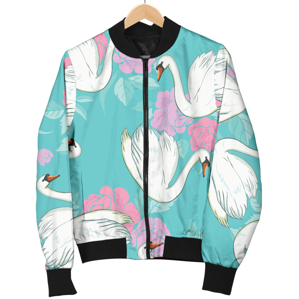 Swan Pattern Print Design 03 Men Bomber Jacket