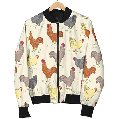 Chicken Pattern Print Design 05 Men Bomber Jacket
