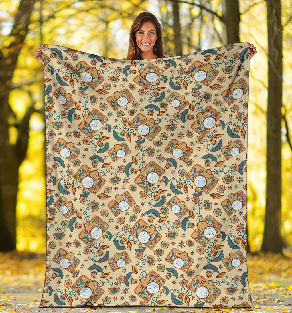 Camera Pattern Print Design 05 Premium Blanket