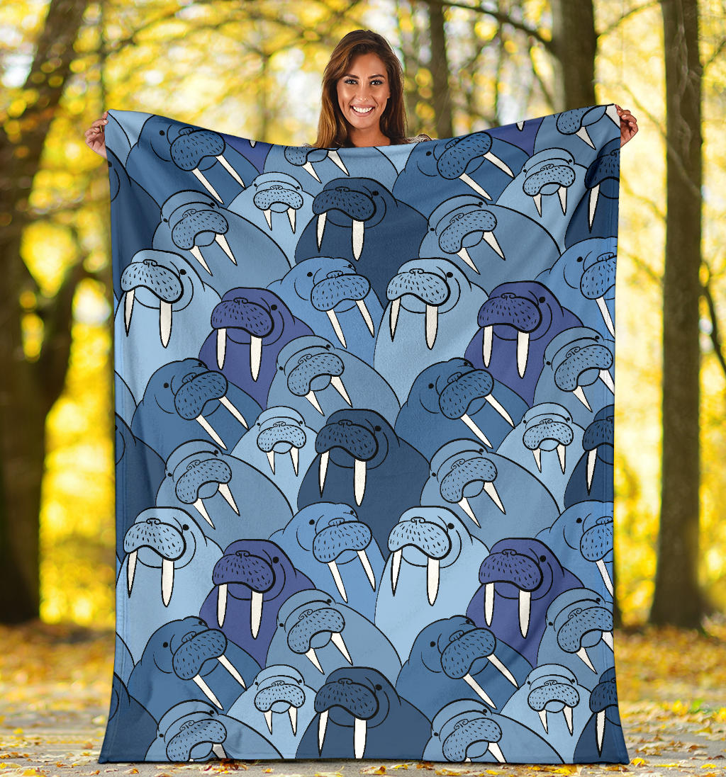 Walrus Pattern Print Design 01 Premium Blanket