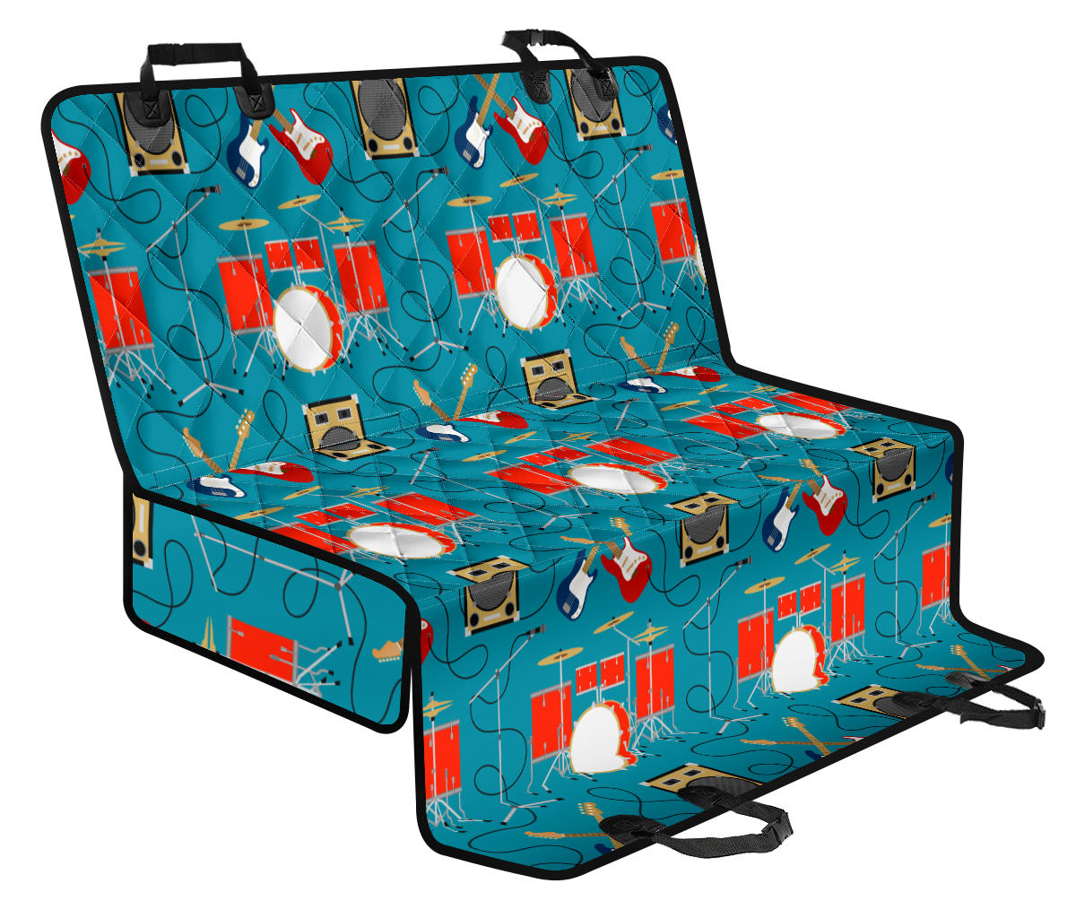 Drum Set Guitar Pattern Print Design 02 Rear Dog Car Seat Cover Hammock