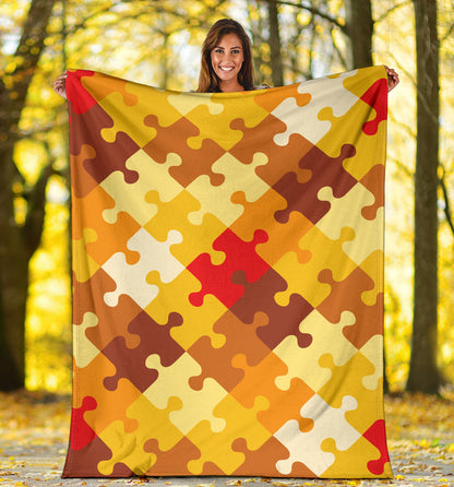 Puzzle Pattern Print Design A01 Premium Blanket