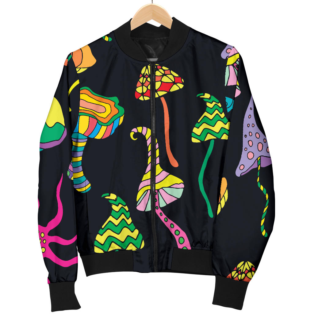 Psychedelic Mushroom Pattern Print Design A02 Men Bomber Jacket
