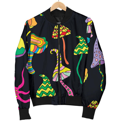 Psychedelic Mushroom Pattern Print Design A02 Men Bomber Jacket