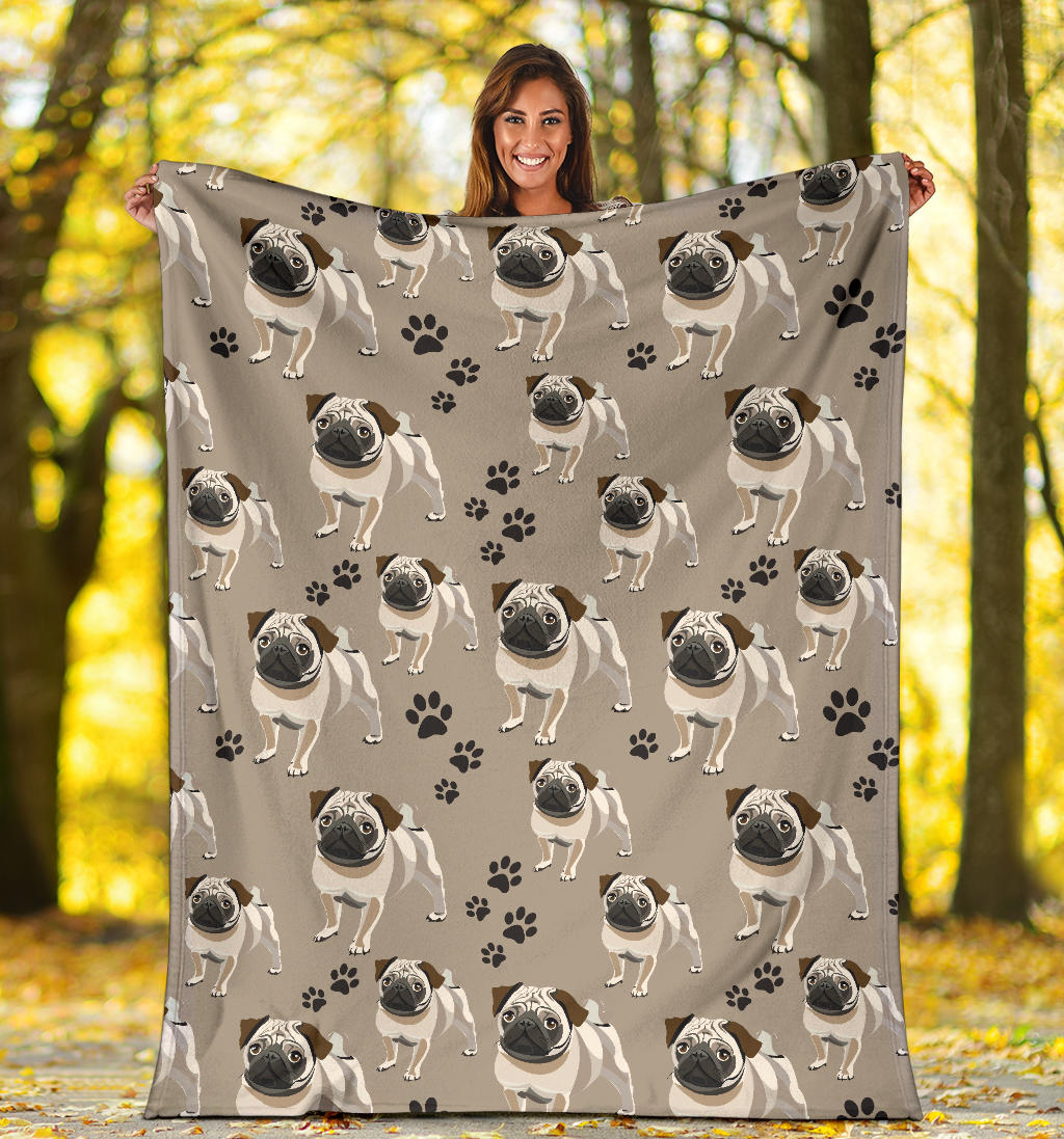 Pug Pattern Print Design A04 Premium Blanket