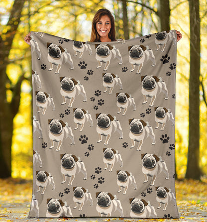 Pug Pattern Print Design A04 Premium Blanket