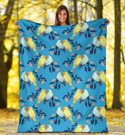 Lovebird Pattern Print Design 03 Premium Blanket