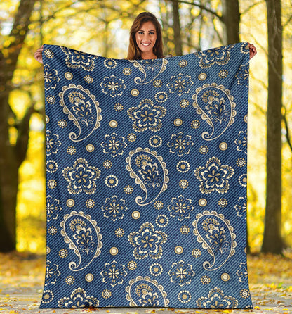 Jean Paisley Pattern Print Design 01 Premium Blanket