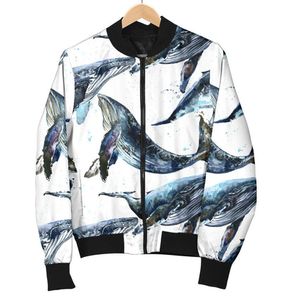 Blue Whale Pattern Print Design 03 Men Bomber Jacket