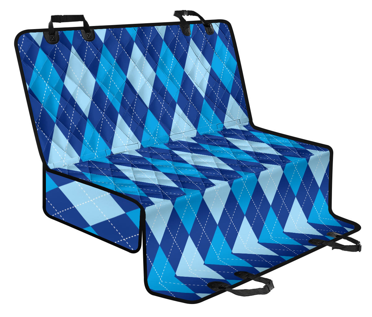 Argyle Blue Pattern Print Design 02 Rear Dog Car Seat Cover Hammock