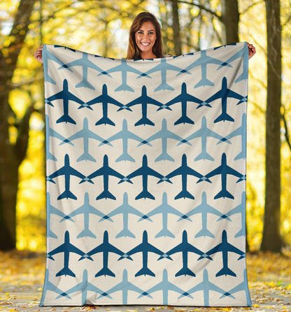 Airplane Pattern Print Design 04 Premium Blanket