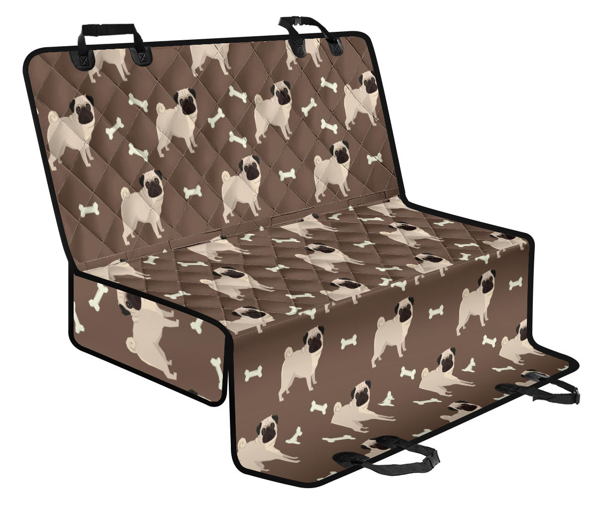 Pug Pattern Print Design A02 Rear Dog Car Seat Cover Hammock