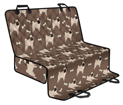 Pug Pattern Print Design A02 Rear Dog Car Seat Cover Hammock