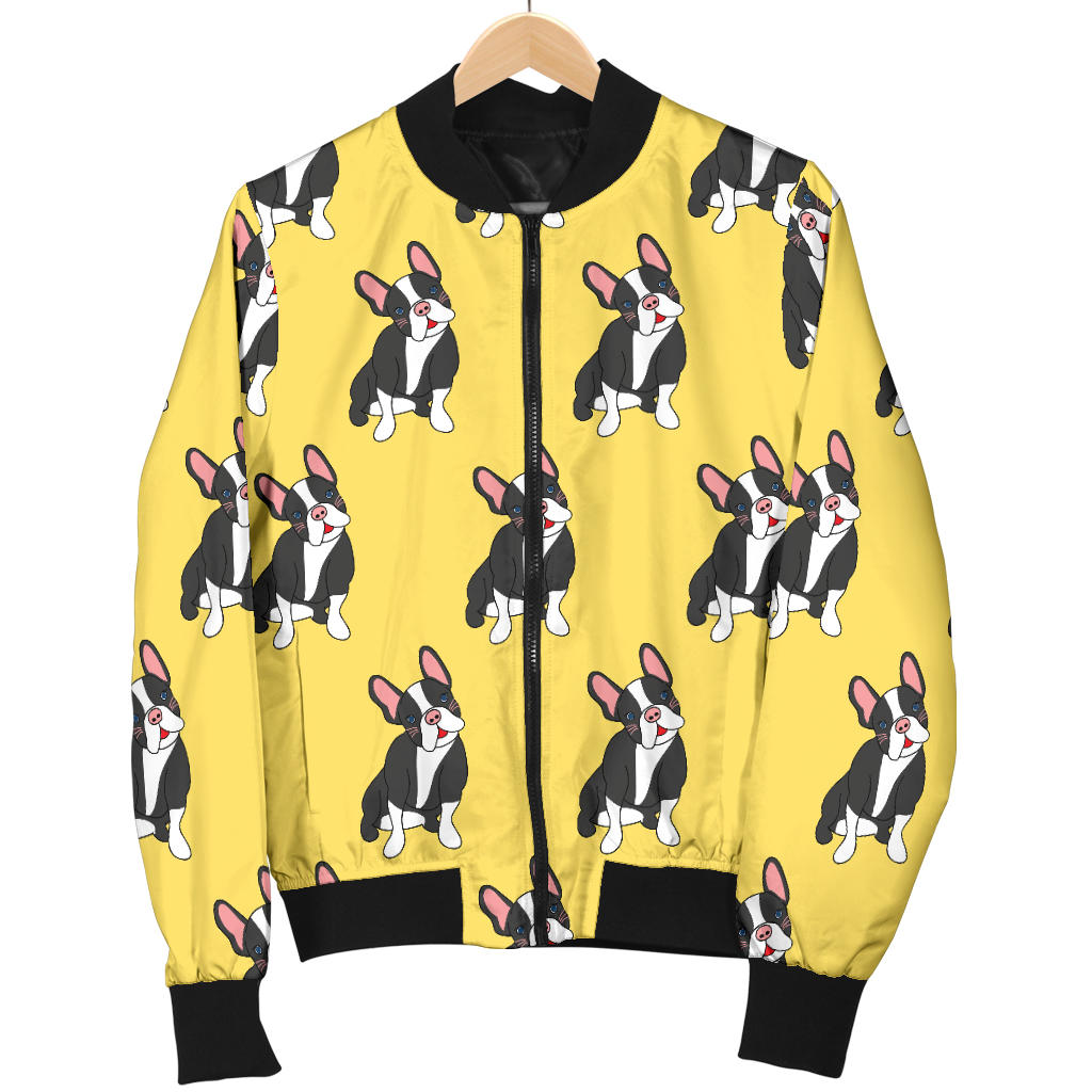 Boston Terrier Pattern Print Design 06 Men Bomber Jacket