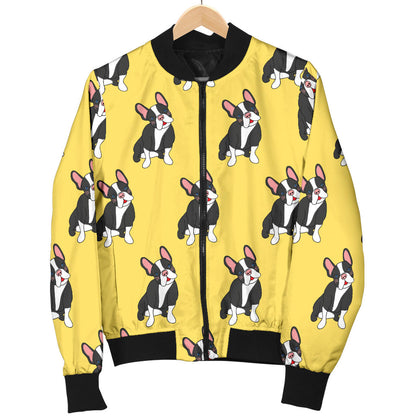 Boston Terrier Pattern Print Design 06 Men Bomber Jacket
