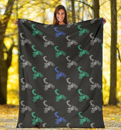 Motocross Pattern Print Design 02 Premium Blanket