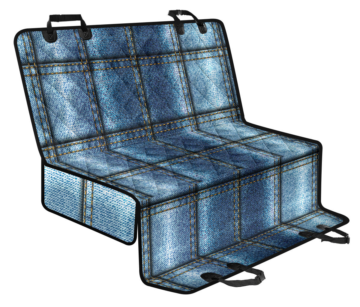 Jean Patchwork Pattern Print Design 02 Rear Dog Car Seat Cover Hammock