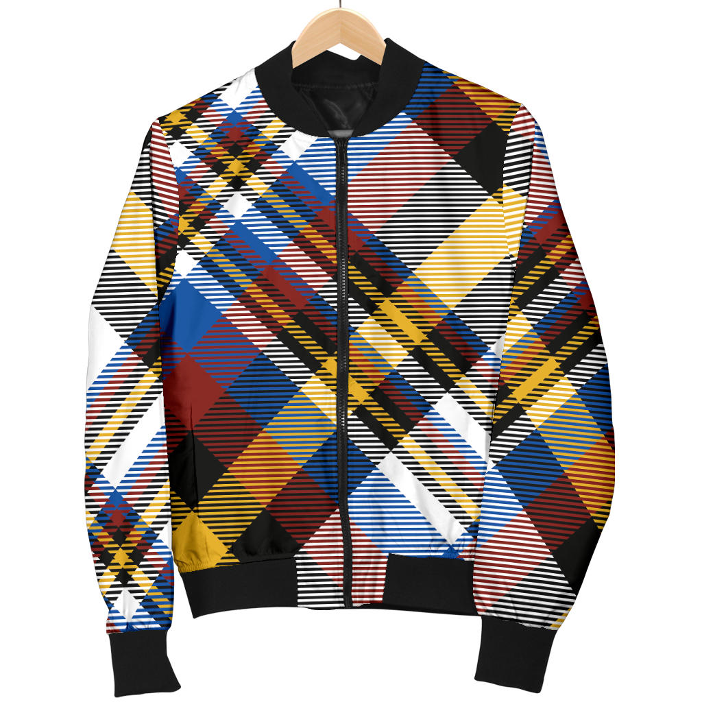 Madras Pattern Print Design 01 Men Bomber Jacket