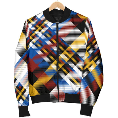 Madras Pattern Print Design 01 Men Bomber Jacket