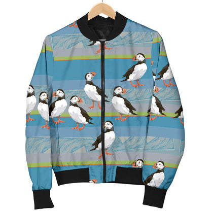 Puffin Pattern Print Design A01 Men Bomber Jacket