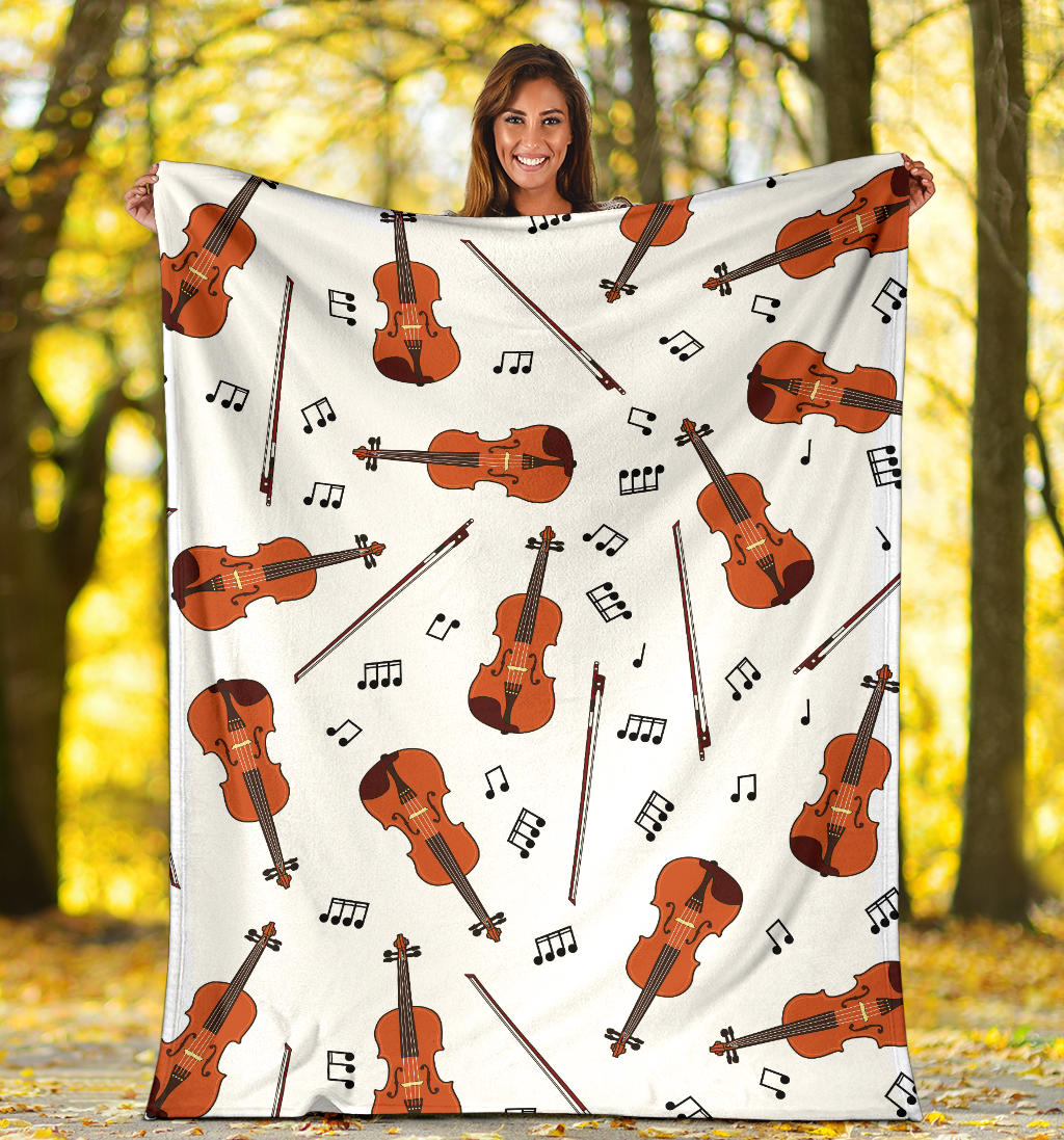 Violin Pattern Print Design 02 Premium Blanket