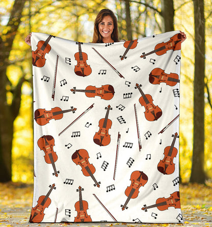 Violin Pattern Print Design 02 Premium Blanket