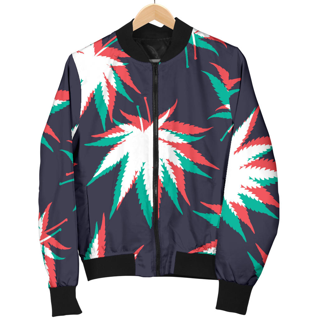 Pot Leaf Pattern Print Design A01 Men Bomber Jacket