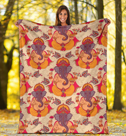 Ganesha Indian Pattern Print Design 02 Premium Blanket