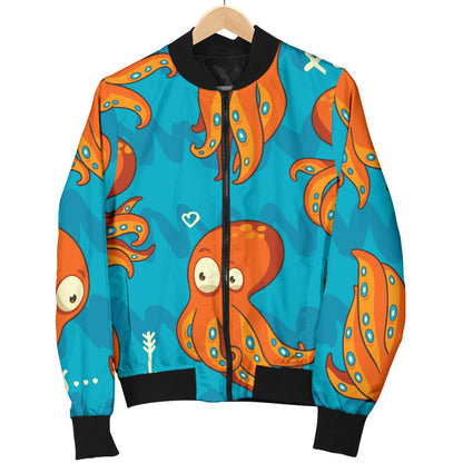Octopus Pattern Print Design A02 Men Bomber Jacket