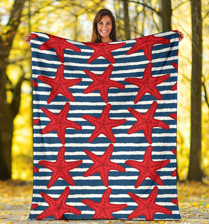 Starfish Red Pattern Print Design 02 Premium Blanket