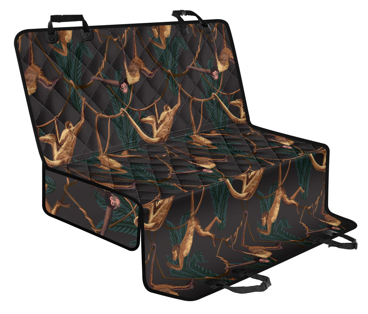 Monkey Pattern Print Design 02 Rear Dog Car Seat Cover Hammock