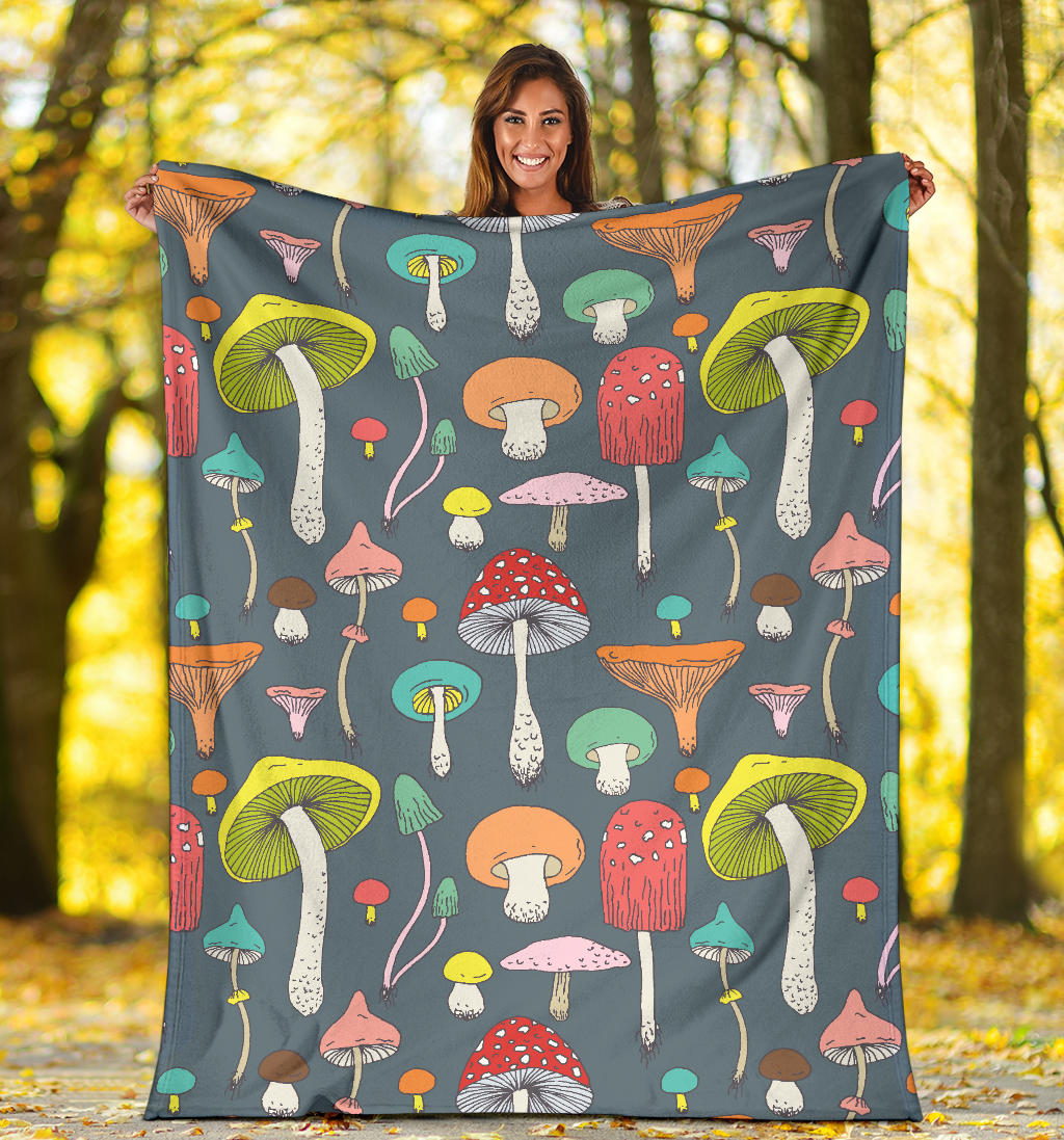 Mushroom Pattern Print Design A03 Premium Blanket
