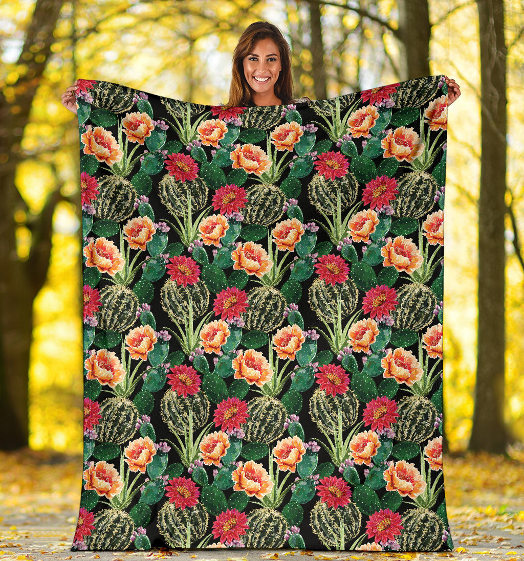 Cactus Pattern Print Design 06 Premium Blanket