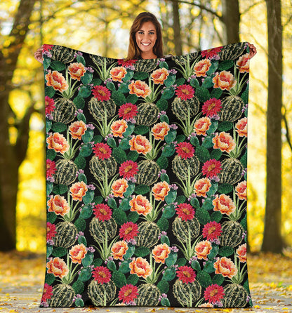 Cactus Pattern Print Design 06 Premium Blanket