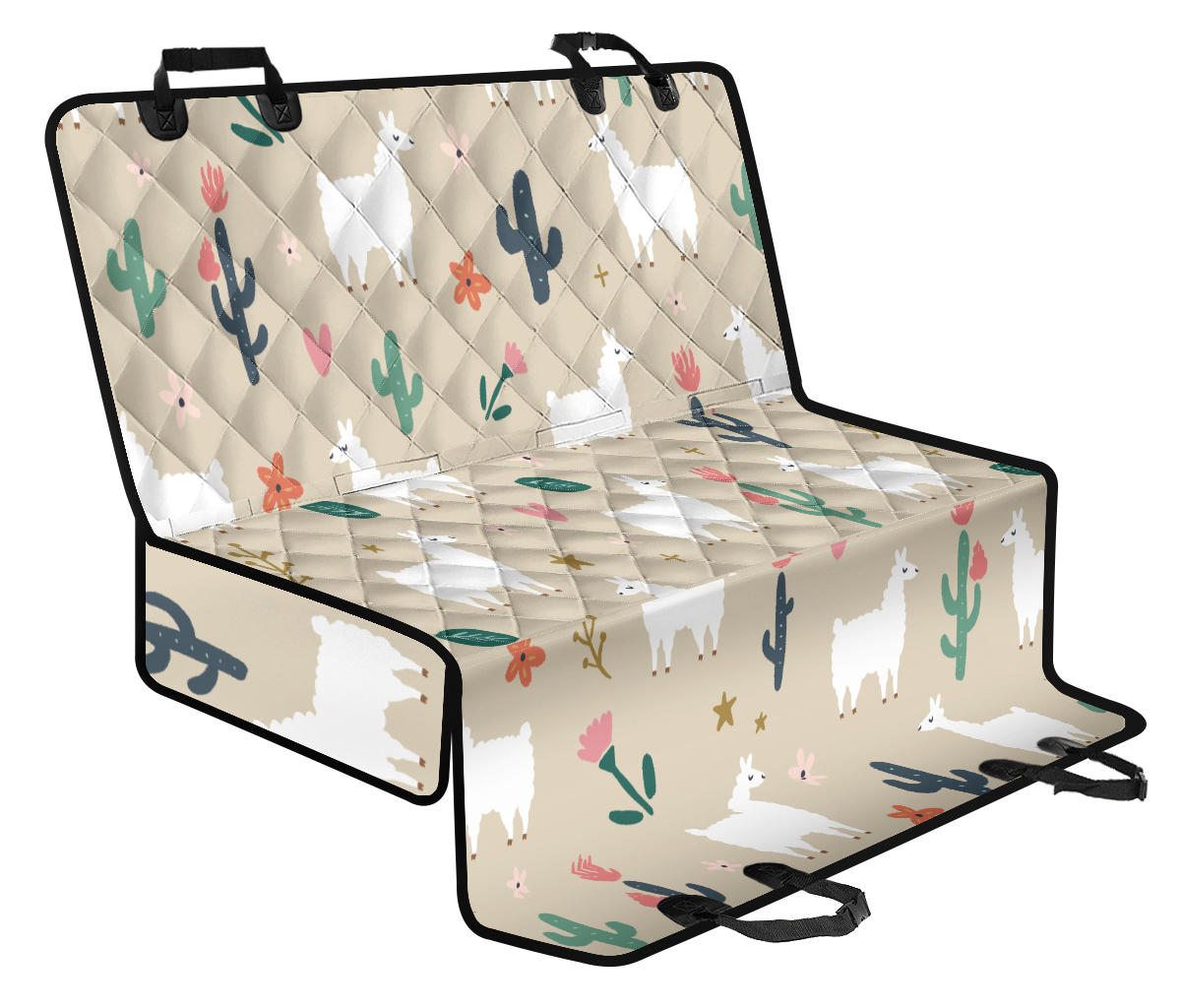 Llama Cactus Pattern Print Design 09 Rear Dog Car Seat Cover Hammock