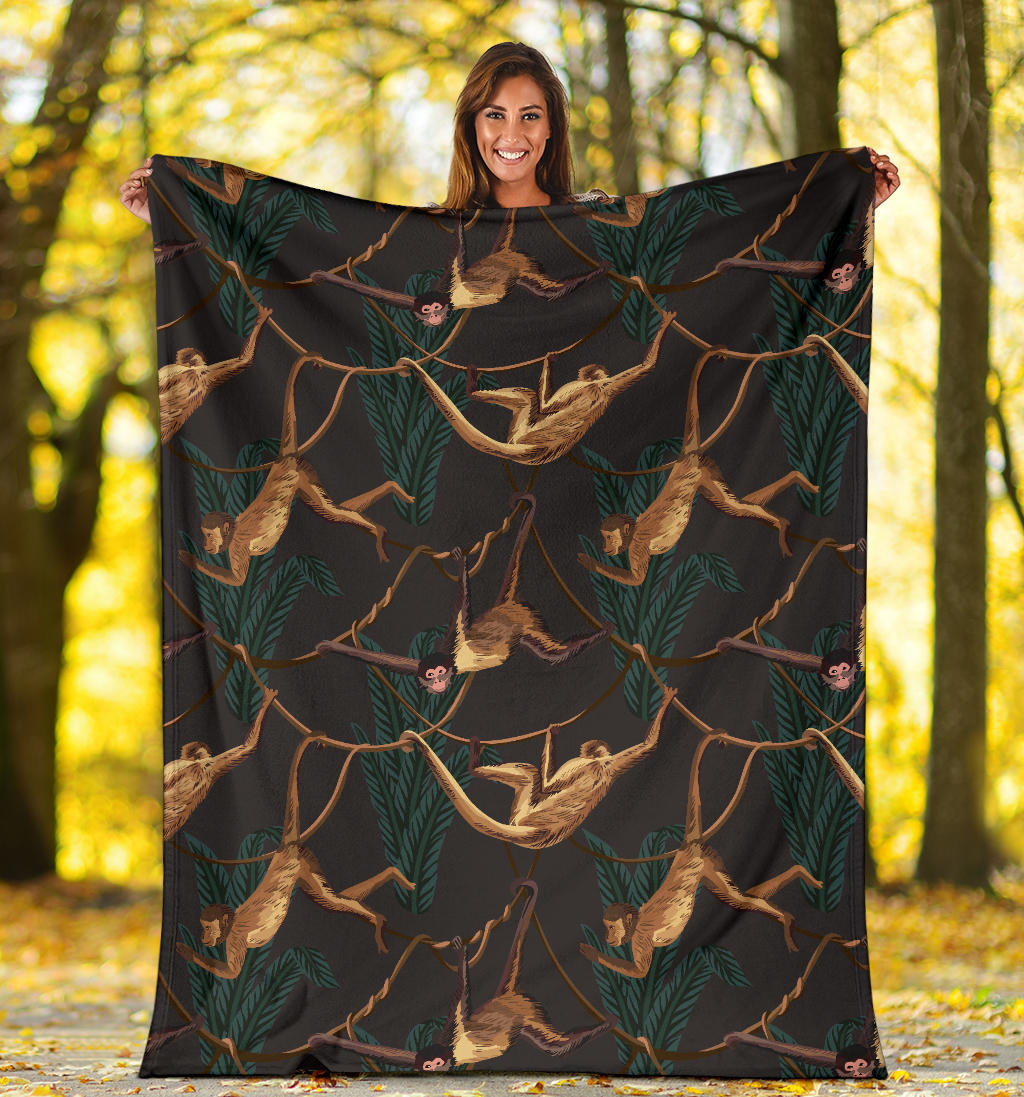 Monkey Pattern Print Design 02 Premium Blanket