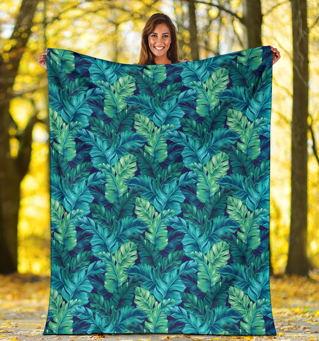 Banana Leaf Pattern Print Design 06 Premium Blanket