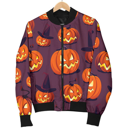 Halloween Pumpkin Pattern Print Design 03 Men Bomber Jacket