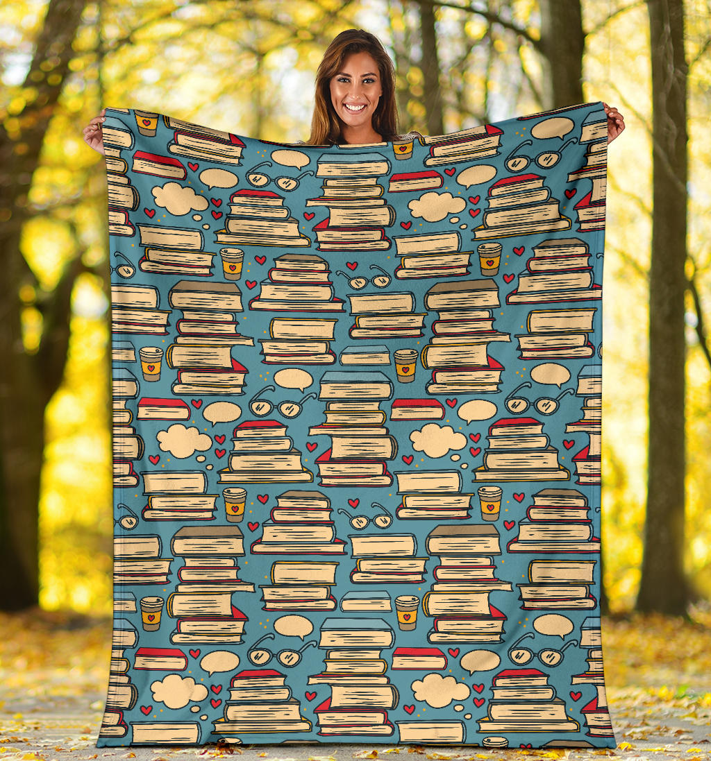 Book Pattern Print Design 03 Premium Blanket