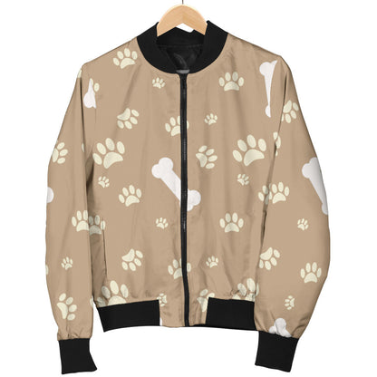 Dog Bone Paw Pattern Print Design 01 Men Bomber Jacket