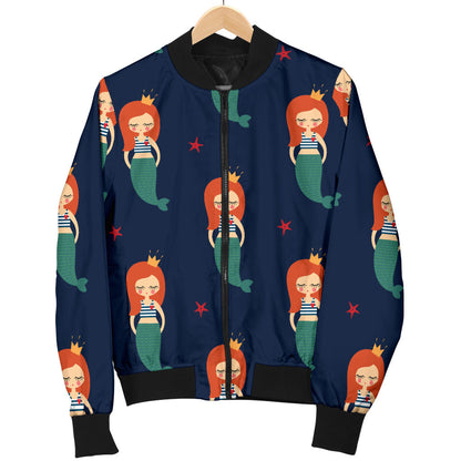 Mermaid Girl Pattern Print Design 01 Men Bomber Jacket