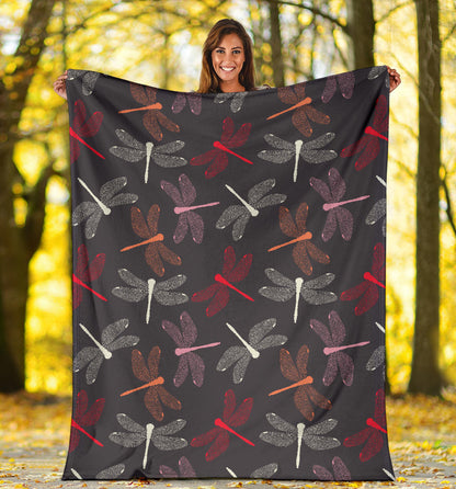 Dragonfly Pattern Print Design 01 Premium Blanket
