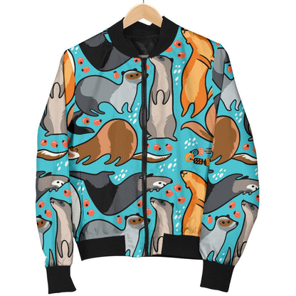 Ferret Pattern Print Design 03 Men Bomber Jacket