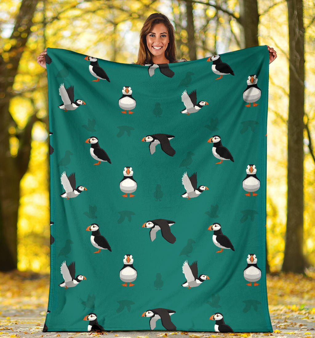 Puffin Pattern Print Design A02 Premium Blanket