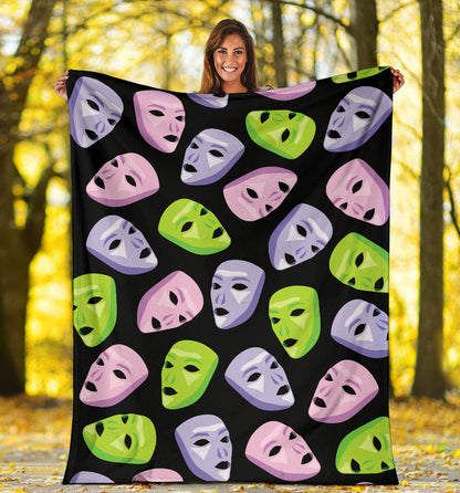 Acting Mask Pattern Print Design 04 Premium Blanket
