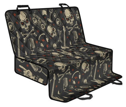 Rock and Roll Skull Pattern Print Design A03 Rear Dog Car Seat Cover Hammock