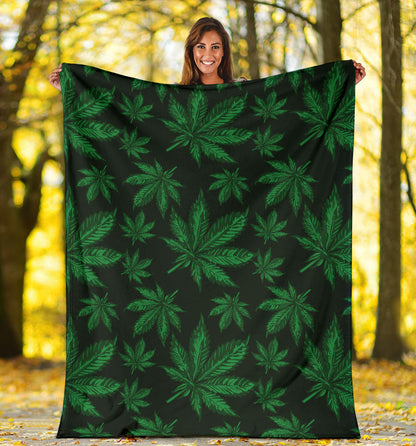 Pot Leaf Pattern Print Design A04 Premium Blanket