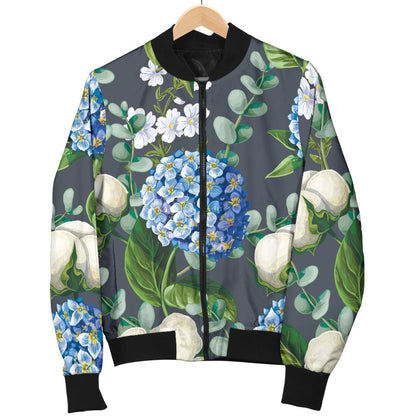 Hydrangea Pattern Print Design 02 Men Bomber Jacket
